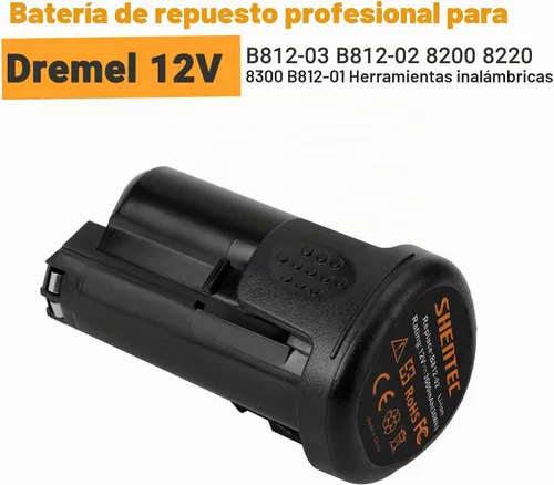 Vista 3 de Shentec 3.0Ah 12V Kit de batería compatible con Dremel 8200 8220 8300