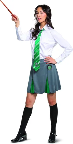 Vista 3 de Disguise Harry Potter Slytherin - Falda para adultos, Gris y verde