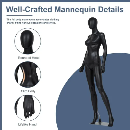 Vista 4 de kinbor Maniquí femenino de cuerpo completo – Cuerpo de maniquíes realistas de 70 pulgadas con brazos ajustables, piernas y cabeza giratoria