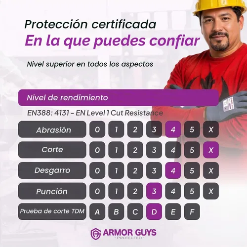 Vista 8 de Armor Guys 04-001 Guantes de trabajo ExtraFlex, abrasión ANSI 3, grandes 12 pares (L)