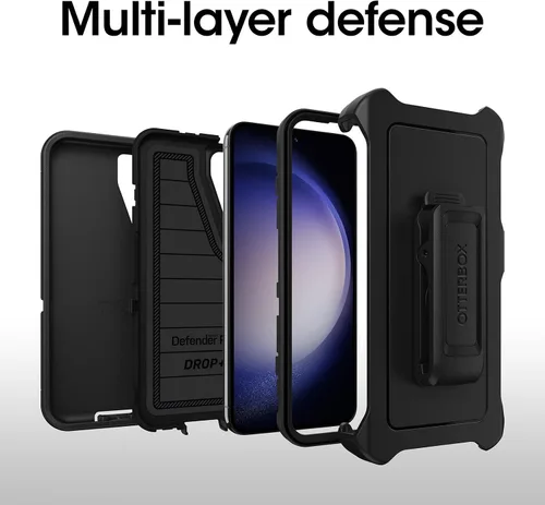Vista 6 de OtterBox Galaxy S23 (Solo) - Funda Defender Series - Negra, Resistente y Duradera - con Protección de Puertos - Incluye Clip de Holster y Pata
