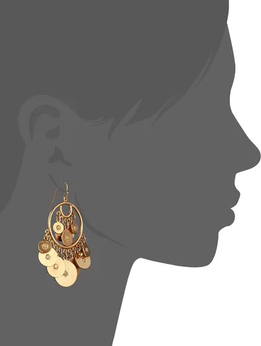 Vista 3 de Ben-Amun - Aretes colgantes vintage con moneda marroquí, joyería chapada en oro de 24 quilates