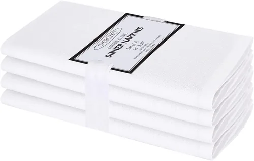 Vista 29 de Cotton Clinic Servilletas de tela 100% algodón extra grandes de 20 x 20 pulgadas, juego de 4 servilletas de mesa suaves y duraderas reutilizables