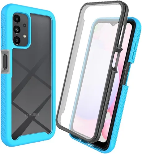 Vista 18 de Funda para Samsung Galaxy A13 LTE 4G, Samsung A13 LTE Funda para teléfono con protector de pantalla integrado, cubierta trasera delgada transparente