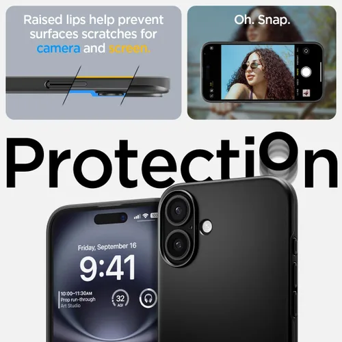 Vista 6 de Spigen Thin Fit MagFit Funda diseñada para iPhone 16 [Carcasa rígida] [Protección de grado militar] Compatible con MagSafe - Negro
