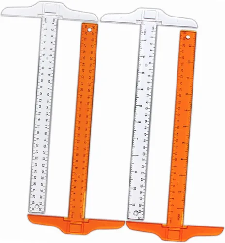 Vista 3 de Regla de doble cara de la forma de t de la escala 11.8 in herramienta de medición plástica regla de dibujo de la precisión para los ingenieros