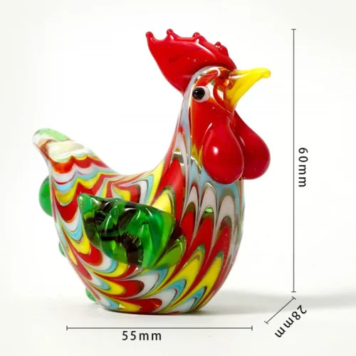 Vista 2 de 4 piezas de escultura de pollo de vidrio soplado a mano, adornos de animales de vidrio, pisapapeles, jardín de hadas, decoración de Pascua