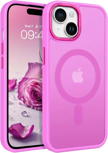 Vista 26 de BENTOBEN Funda para iPhone 15, funda para iPhone 15 compatible con MagSafe, funda magnética mate translúcida a prueba de golpes para mujeres y Rosa