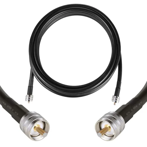 Vista 7 de Cable coaxial UHF CB de 1 pie – 2 unidades, KMR195 PL259 macho a macho, cable coaxial UHF de baja pérdida, cable coaxial CB para radio HAM, radio