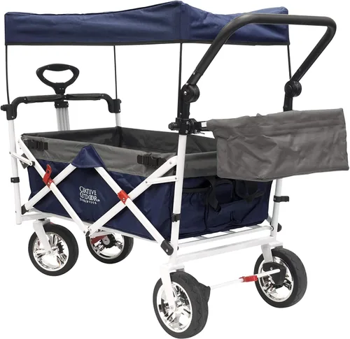Vista 8 de Carrito plegable de Creative Outdoor para niños, para empujar o jalar, vagón plegable para niños para playa, parque, jardín y estacionamientos