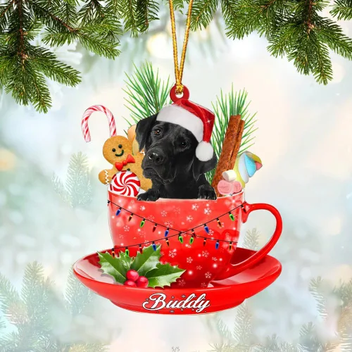 Vista 68 de Alaskan Malamute - Adorno de tetera de perro sentado en una tetera de Navidad, adorno de Navidad con nombre personalizado, adorno de automóvil