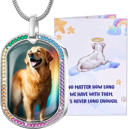 Vista 16 de Fanery Sue Collar personalizado para cenizas de mascotas para perros y gatos, foto y texto personalizados, regalo de condolencia, regalo