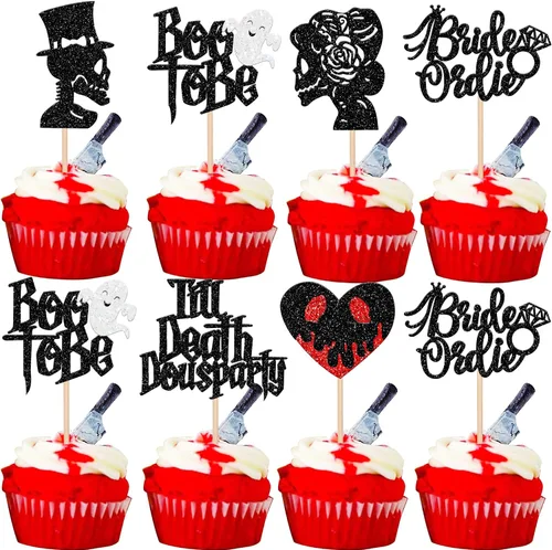 Vista 12 de Rsstarxi Paquete de 24 adornos para cupcakes Little Boo con purpurina, bruja, gato, calabaza, castillo, fantasma, magdalenas, alimentos, decoración