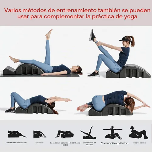 Vista 3 de Barril de arco corrector de columna vertebral de Pilates para flexibilidad de espalda, fuerza central y soporte de postura, espuma de pilates