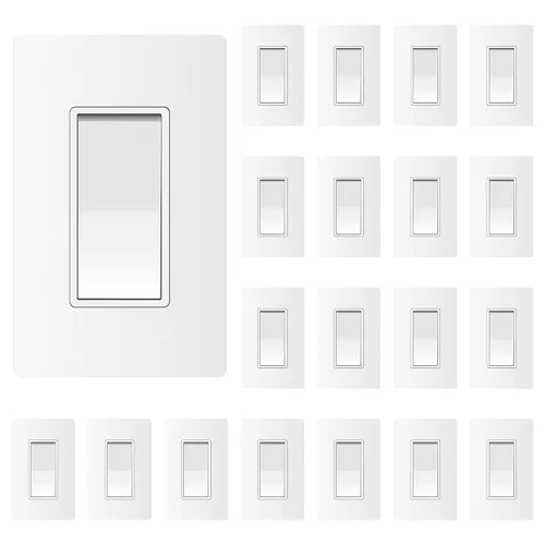 Vista 23 de ThunderWay - Interruptor de luz para decoración de 3 vías con placas de pared, 15 A 120/277 V, interruptores basculantes de pared Decora de tres