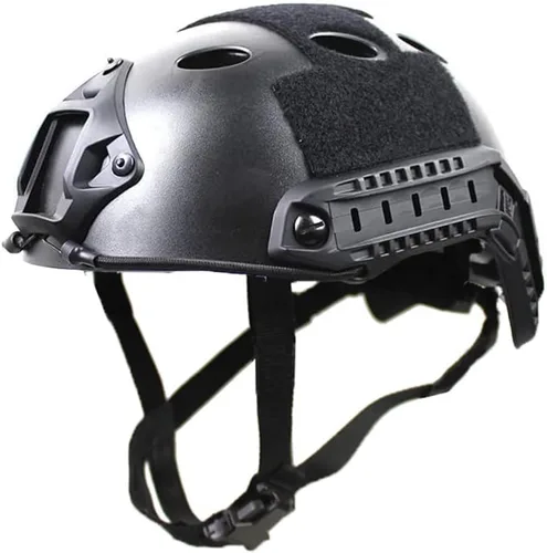 Vista 7 de Casco táctico PJ para Airsoft y Paintball con soporte para gafas de visión nocturna (NVG) y carril lateral