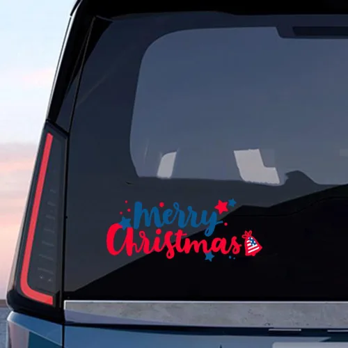 Vista 9 de Pegatina Navideña de Papá Noel Asomado, Lindas Pegatinas de Venado y Muñeco de Nieve para Ventana, Adhesivos para Parachoques de Coche, Adornos
