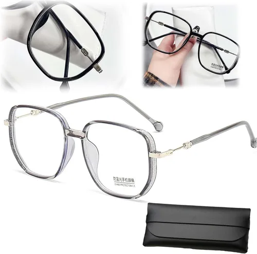 Vista 8 de Lentes de lectura portátiles a la moda para mujer, anti luz azul, cuadrados, con bloqueo de luz azul, portátiles ultraligeros (negro, 0)