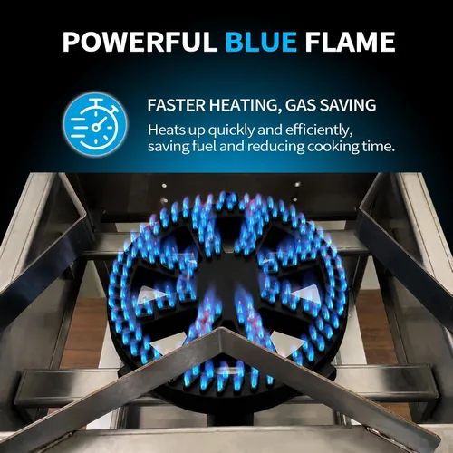 Vista 4 de Quemador de propano único de acero inoxidable - Cocina de gas para exteriores con regulador de 20 PSI, estufa de propano portátil de alta potencia