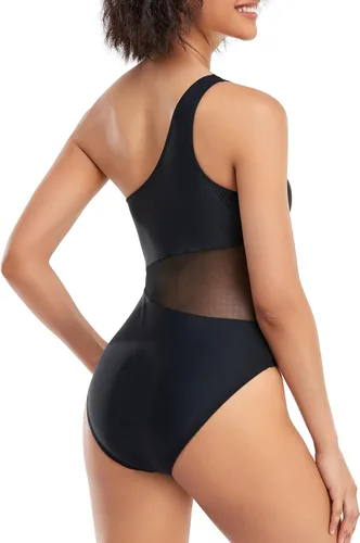 Vista 6 de GETZWA Traje de baño de una pieza para mujer, traje de baño de un hombro con lazo lateral