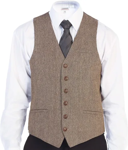 Vista 91 de Gioberti Chaleco de tweed formal de 6 botones para hombres