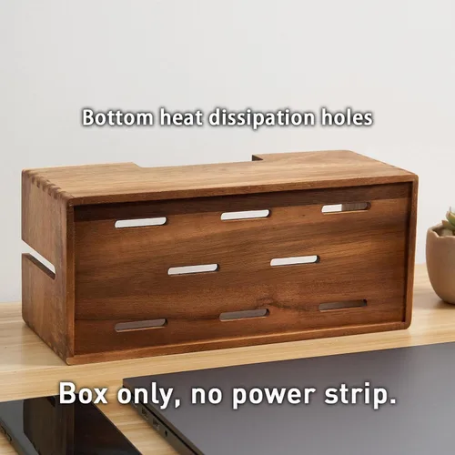 Vista 5 de Yosoo Health Gear Wood Cable Management Box, Premium Wooden Cord Hider Organizer for Power Strip and TV Wires, with Simple Design for Desk Floor