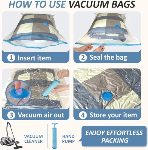 Vista 7 de Cozy Essential Vacuum Storage Bags, 80% Compression Vacuum Seal Space Saver Plastic Packaging Bags for Clothes, Blankets, Pillow, Bedding