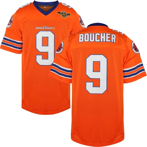 Vista 2 de Camiseta de fútbol The Waterboy #9 Bobby Boucher Adam Sandler 50 aniversario de la película Mud Dogs Bourbon Bowl