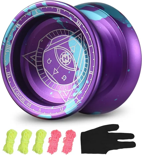 Vista 13 de Lixada Yoyo profesional de aluminio competitivo Yoyo Ball Yo Yo regalo con 5 cuerdas de repuesto y guante, ideal para principiantes y para trucos