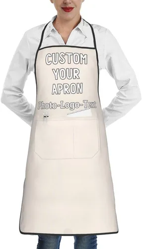 Vista 42 de Delantales personalizados para adultos, delantal personalizado con logotipo de foto, delantal impermeable con 2 bolsillos