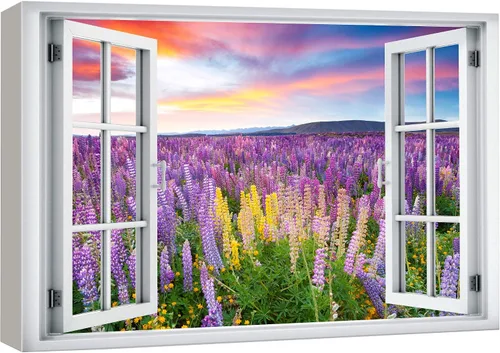 Vista 38 de wall26 - Cuadro en lienzo para pared, vista de ventana, río neón turquesa, rápido, bosque, lago, arroyo, naturaleza salvaje, fotografía, realismo