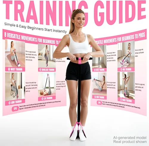 Vista 9 de Pedal Resistance Band with Handle, Upgraded Durable Thickened Latex Tubes and Soft Foam Fabric Foot Pedal, Sit Up Exercise Equipment for Abdomen