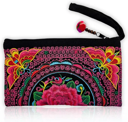 Vista 14 de Sabai Jai - Bolso de pulsera para teléfono inteligente - Carteras de embrague bordadas a mano Boho