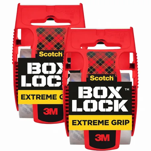 Vista 11 de Cinta de embalaje Scotch Box Lock, cinta de embalaje transparente, cinta adhesiva de agarre extremo para cajas de envío navideño, 1.88 pulgadas x