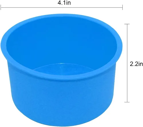 Vista 3 de Moldes de pastel redondos mini de silicona Staruby, 4 pulgadas, azules, reutilizables, antiadherentes, aptos para microondas, horno, congelador