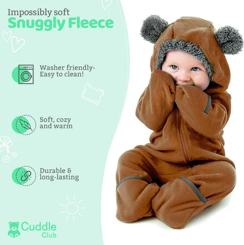 Vista 98 de Enterizo de vellón para bebé, rómper de una sola pieza con capucha para niños, ropa para exteriores, chaqueta infantil