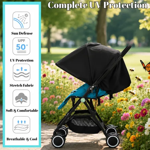 Vista 2 de LweiPsqLin Parasol para cochecito de bebé, impermeable, UPF50+, cubierta opaca Lycra ligera con malla ventilada Se adapta a asiento de automóvil