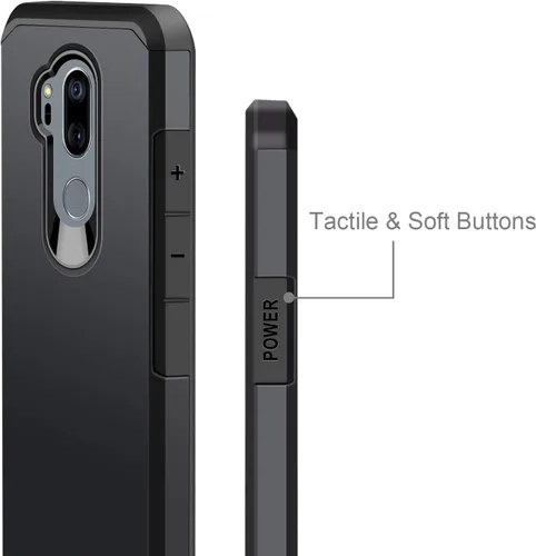 Vista 4 de J&D Funda protectora resistente de doble capa híbrida a prueba de golpes para LG G7 ThinQ, funda protectora resistente, color negro