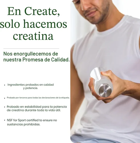 Vista 4 de Create Polvo de Monohidrato de Creatina de Porción Individual – 5g de Creatina Creapure Redefiniendo la Fuerza, Energía y Recuperación Sin