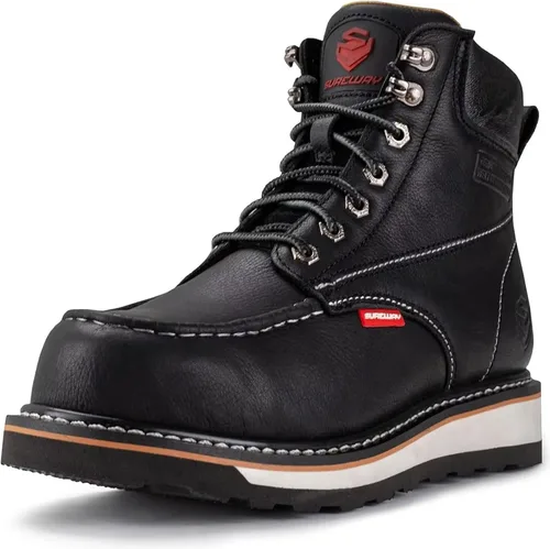 Vista 11 de SUREWAY Mens Heavy Duty Soft/Composite/Steel Toe Work Boots for Men-Comfortable,GoodyearWelt,Full Grain Leather,6 in Wedge Moc Toe Construction
