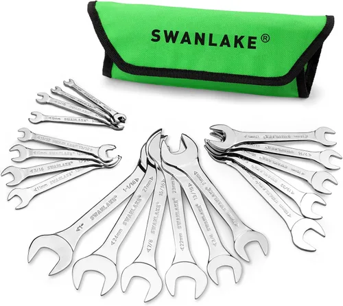 Vista 8 de SWANLAKE - Juego de llaves de extremo abierto superfinas de 9 piezas, SAE 1/4", 9/32", 5/16", 3/8", 11/32", 13/32", 7/16", 1/2", 9/16", 11/16