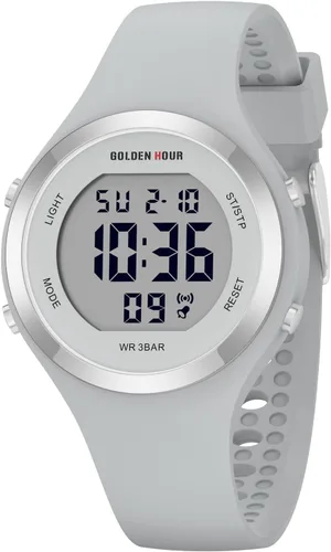 Vista 18 de GOLDEN HOUR Reloj deportivo impermeable para mujer con cronógrafo digital y correa de silicona