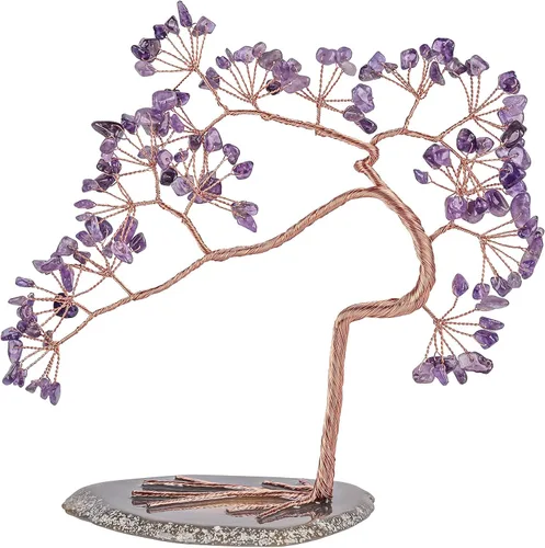 Vista 13 de rockcloud Árbol de dinero de cristal aguamarina con base de ágata, árbol bonsái de Feng Shui de la suerte para decoración de oficina y hogar