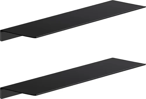 Vista 20 de Danpoo Pequeño estante flotante para almacenamiento en la pared, mini estante de exhibición para coleccionables, estante de pared de metal para Negro