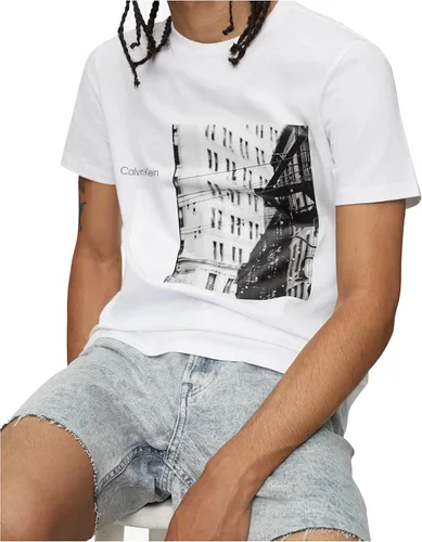 Vista 3 de Calvin Klein Camiseta NYC Building con cuello redondo para hombre