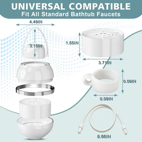 Vista 9 de Filtro de baño para bañera, filtro de agua para tina para piel y cabello más suaves, filtro de agua de baño de filtración de grado hotelero de 8