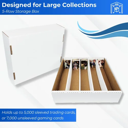 Vista 2 de Max Protection Caja de almacenamiento de tarjetas TCG de 5 filas – Caja de almacenamiento de tarjetas a granel de 5000 unidades para tarjetas