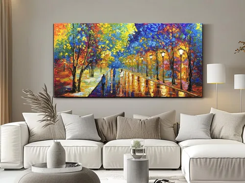 Vista 5 de Tyed Art - Pinturas al óleo de 24 x 48 pulgadas sobre lienzo, arte 100% pintado a mano, obra de arte contemporánea, obra de arte abstracta, arte