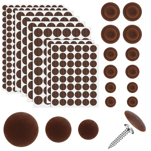 Vista 9 de Eersida 100 piezas de tapas para tornillos plásticos autorroscantes y 580 piezas de pegatinas autoadhesivas para cubrir agujeros de tornillos