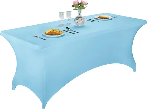 Vista 61 de LZY Cubierta de Mesa Elástica Ajustable de Spandex para Mesa Plegable de 6 pies, 4 pies o 8 pies, Mantel de Cóctel Rectangular, Perfecto para Champn